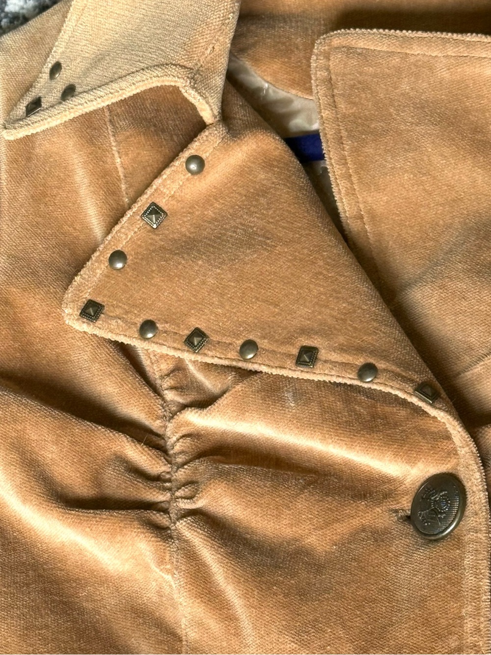 Bianni Girls Size 14 Camel Belted Stretch Trench Coat Studded Lapel Cotton Blend - Picture 6 of 13